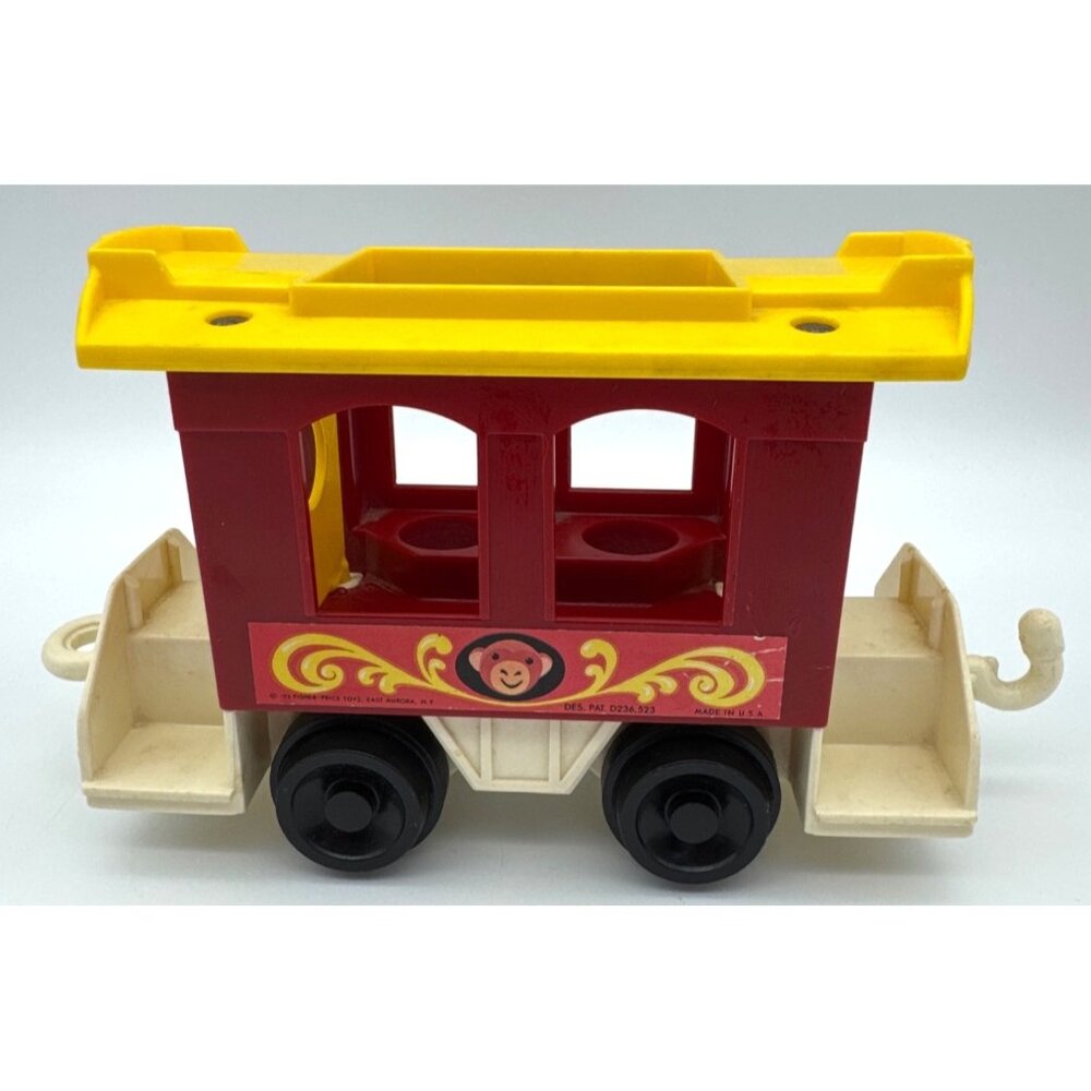 Vintage Fisher Price Little People Circus Train Car Red Monkey Car